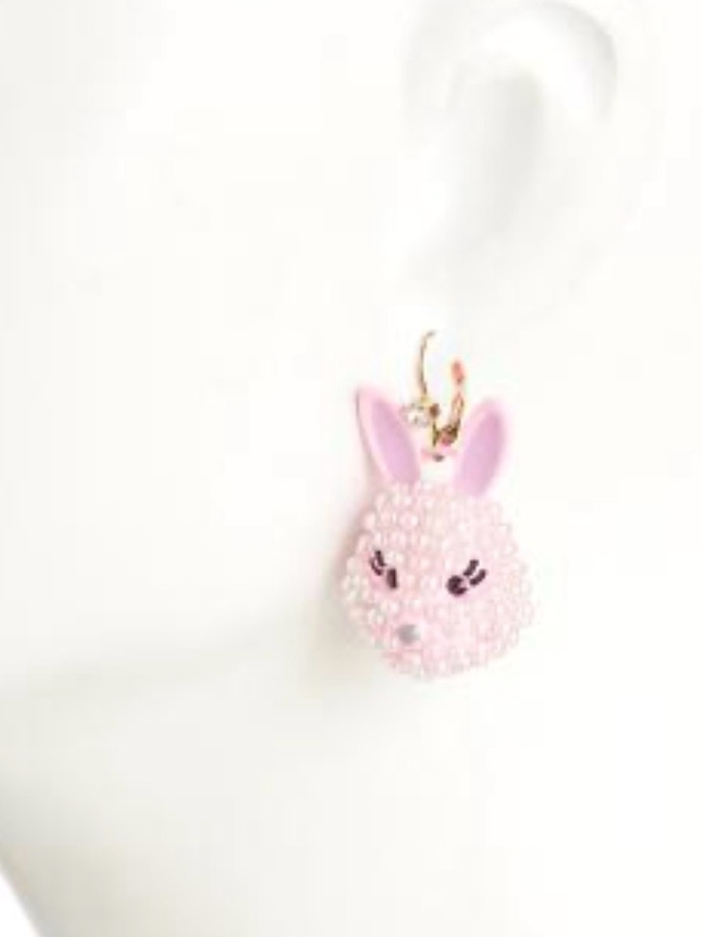 Betsey Johnson Pink Beaded Bunny Charm Earrings
